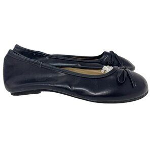 Easy Comfortable Black Ballet Flats with Bow Detail - Size 13